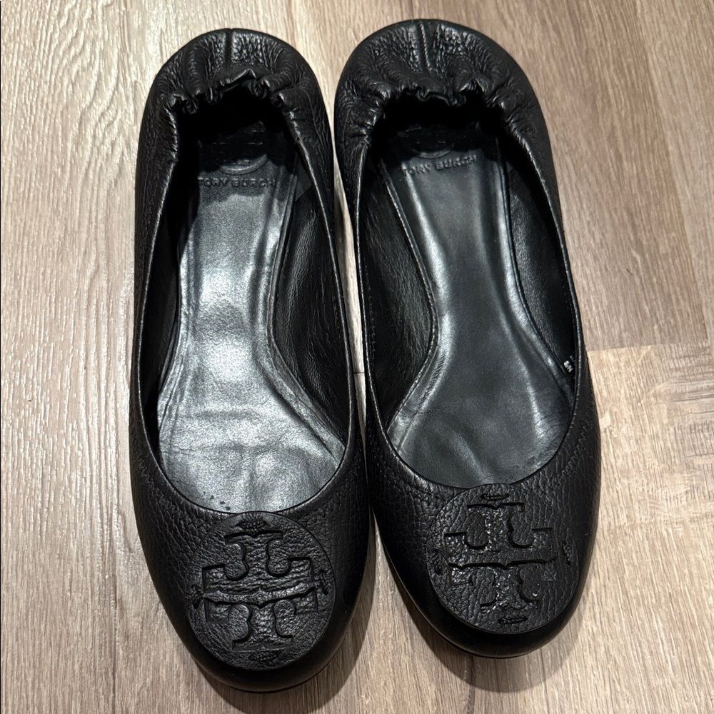Tory Burch Black Leather Flats
